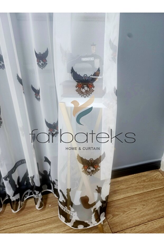 Bjk Karakartal Fan Black White 3 Layer Pleated Tulle Curtain