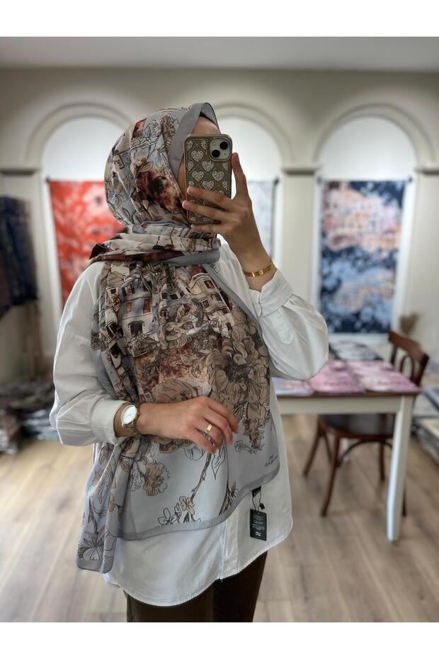 شال ناعم بنمط فلورينزا - أزرق - 4