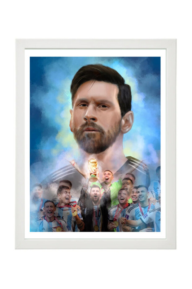 Lionel Messi Argentina Champion Wall art Poster with Frame 30x40cm