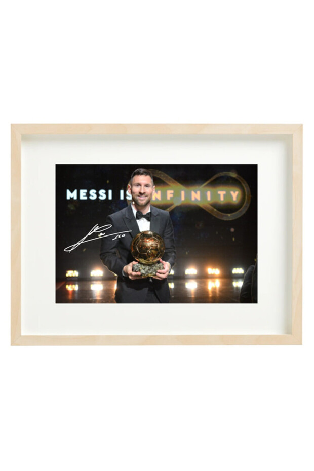 Lionel Messi Ballon d'Or Winner 8 Unlimited Autographed Poster with Frame 30x40cm