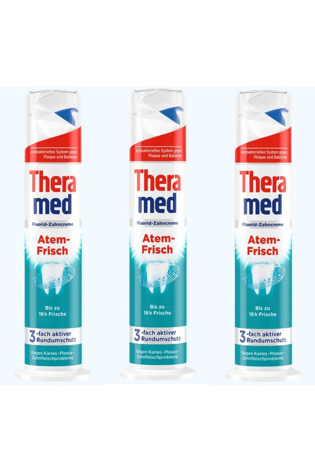 Atem-Frisch Fluoride Toothpaste for 16 Hours of Fresh and Clean Breath 3 X 100 ml