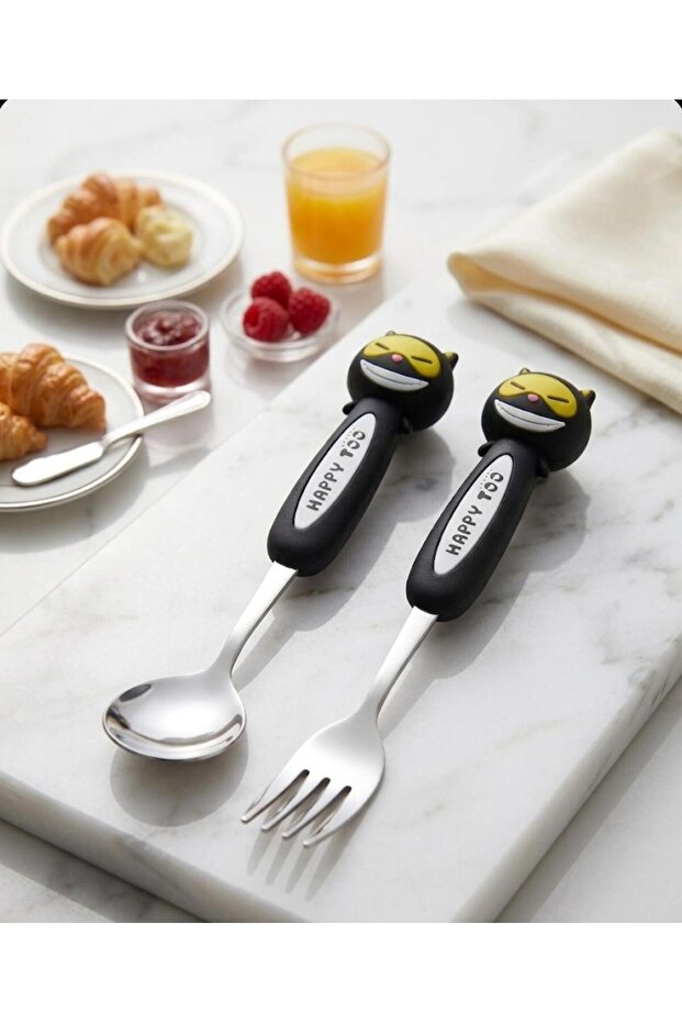 Cute Figured Premium Children's Bpa Free Stainless Steel Fork and Spoon Set 24+ Months