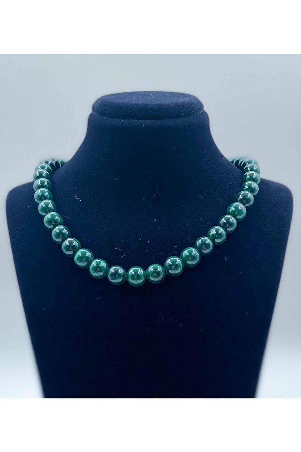 Malachite A Quality Natural Stone Necklace 8 Mm Sphere Cut
