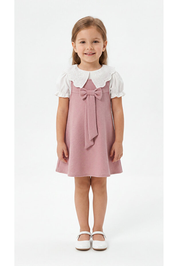 Stoned Lace Collar Girl's Dress