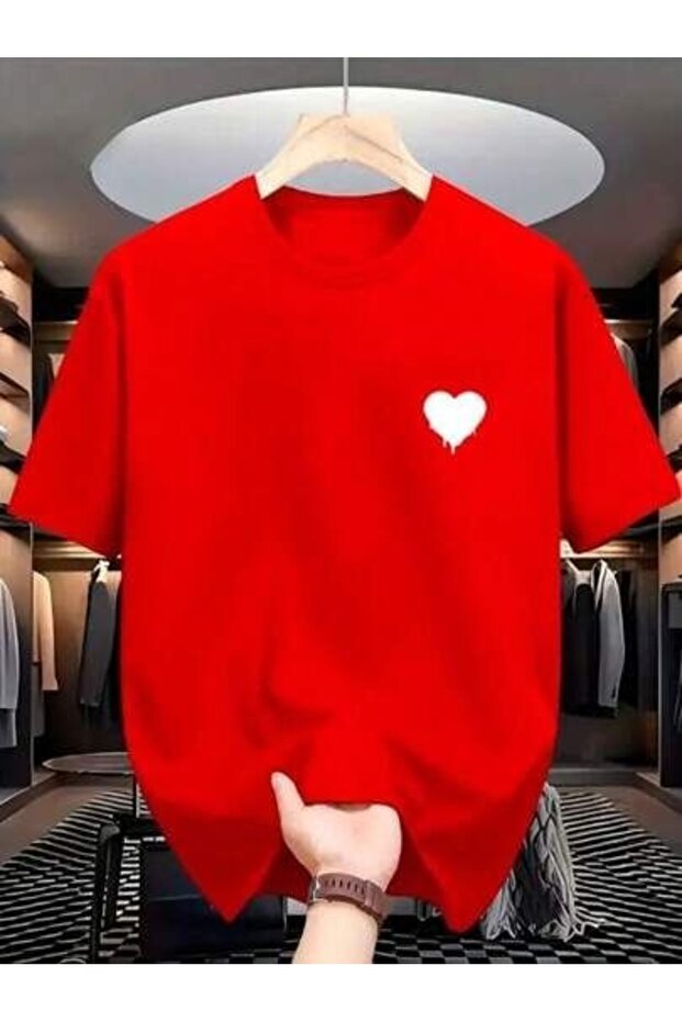 تي شيرت كاجوال عادي بأكمام قصيرة وشعار مطبوع