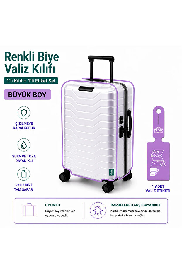 Transparent Luggage Protective Case and Luggage Tag * 1 Piece * Lila - Cabin