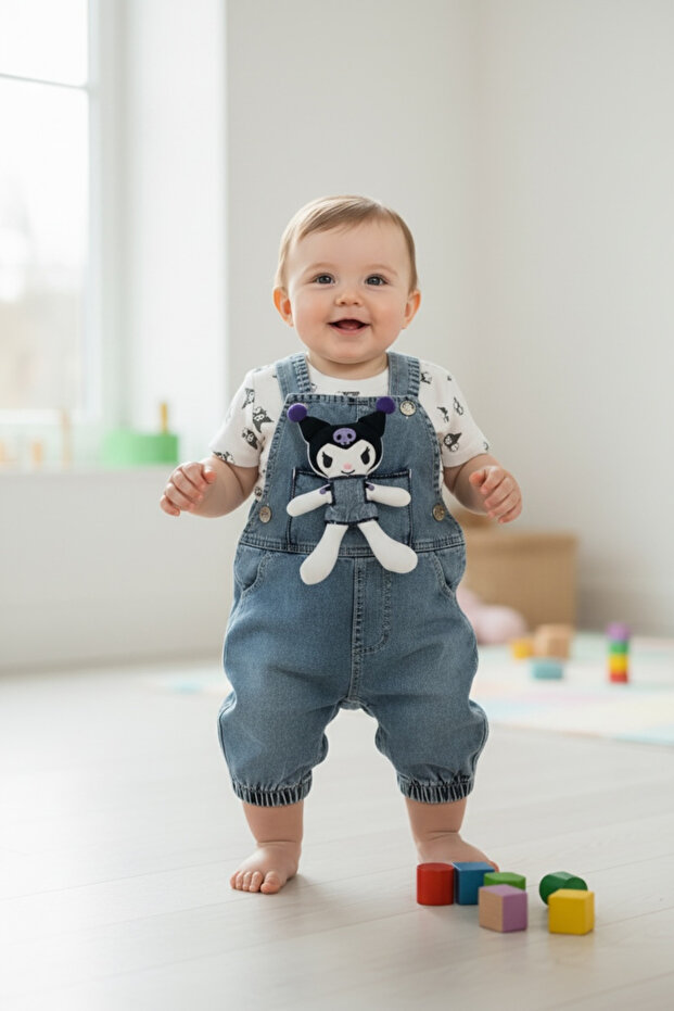 Toy Detail-Oriented Denim Salopet Set