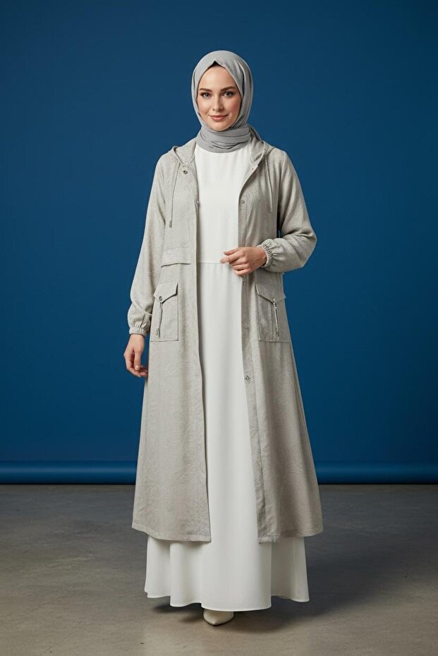 Cotton Below-The-Knee Hooded Cardigan