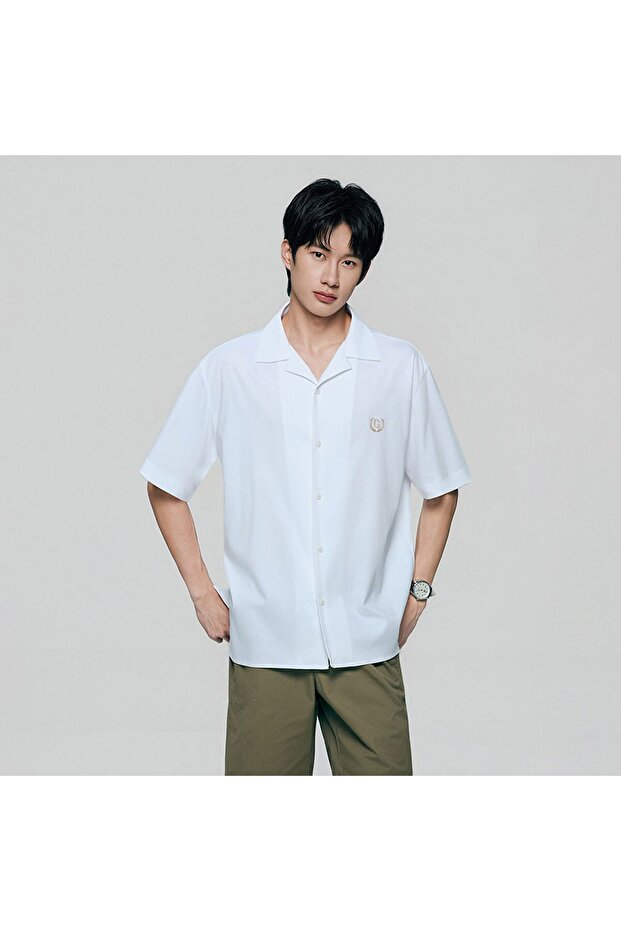 Men Relaxed Cotton Interlock Button Shirt