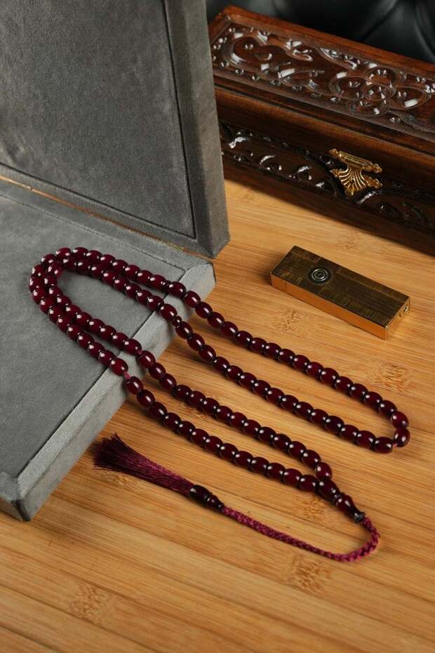 مسبحة صلاة من العنبر المضغوط على الطراز القديم، 99 حبة