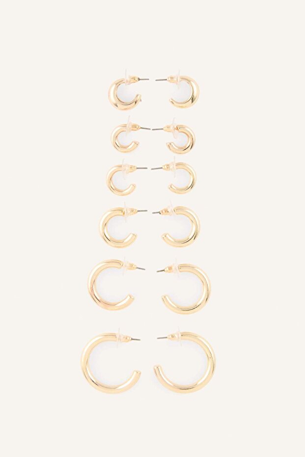 Women's Gold Color 6-Piece Hoop Earring Set H7453Axns