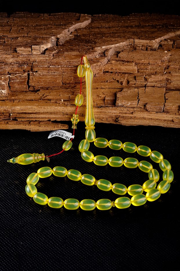 10X12 mm Sülün İmame Yellow Dice Amber Prayer Beads-Serkan President Master Crafted Prayer Beads