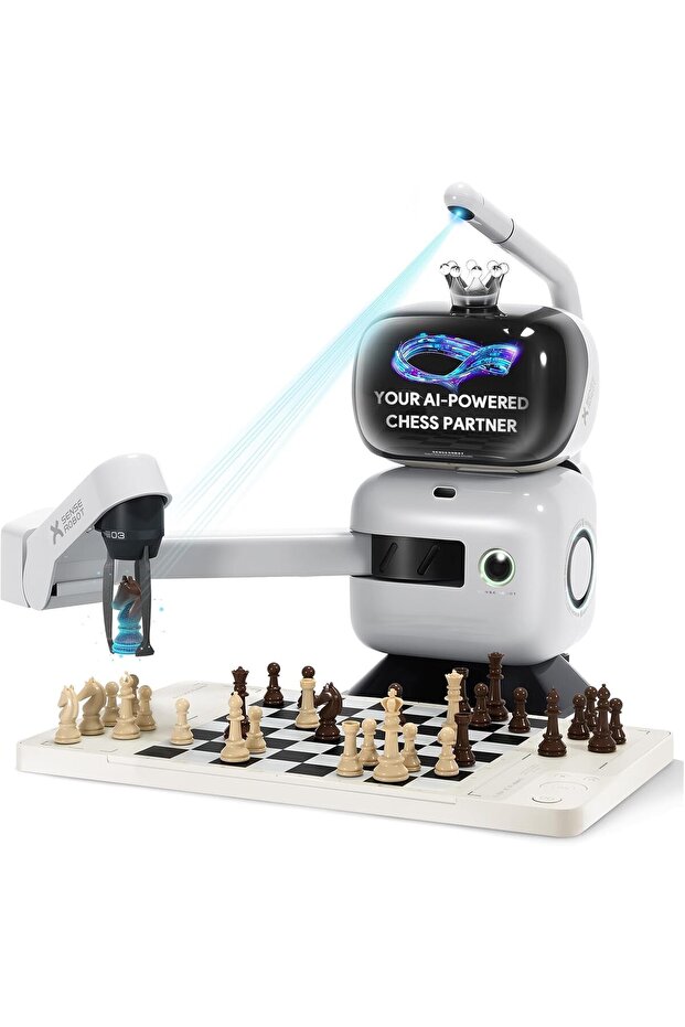 TrendX Robot AI Chess Robot with Robotic Arm, Electronic Chess Board, 25 AI Levels, 1200+ Exercises, Lichess Integration, Voice Coaching