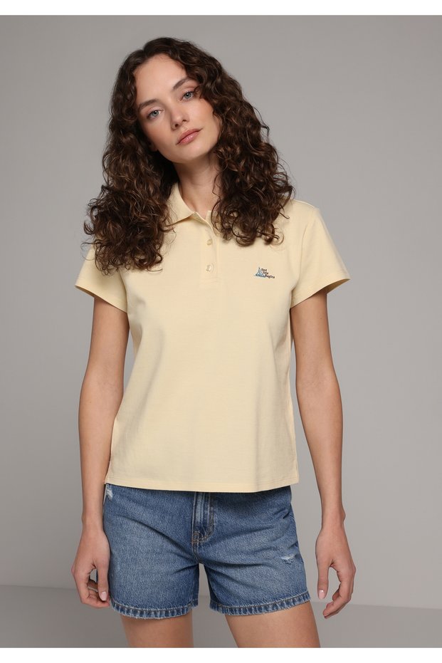 Regular Fit Polo Neck Embroidered Women's Sari Short Sleeve T-Shirt