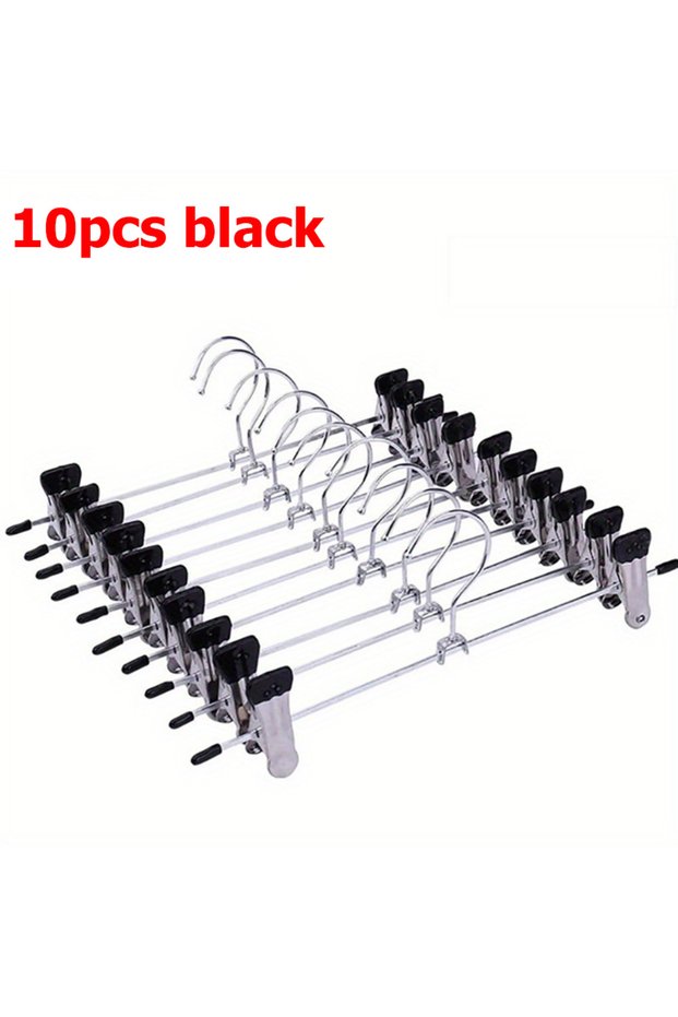 10pcs Black 5/10pcs Stainless Steel Trouser Clip 28cm 2Colors Available Household Metal Pants Hanger