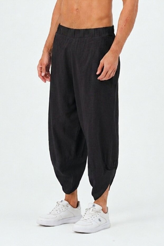 Plus Size 100% Real Linen Black Modern Shalwar