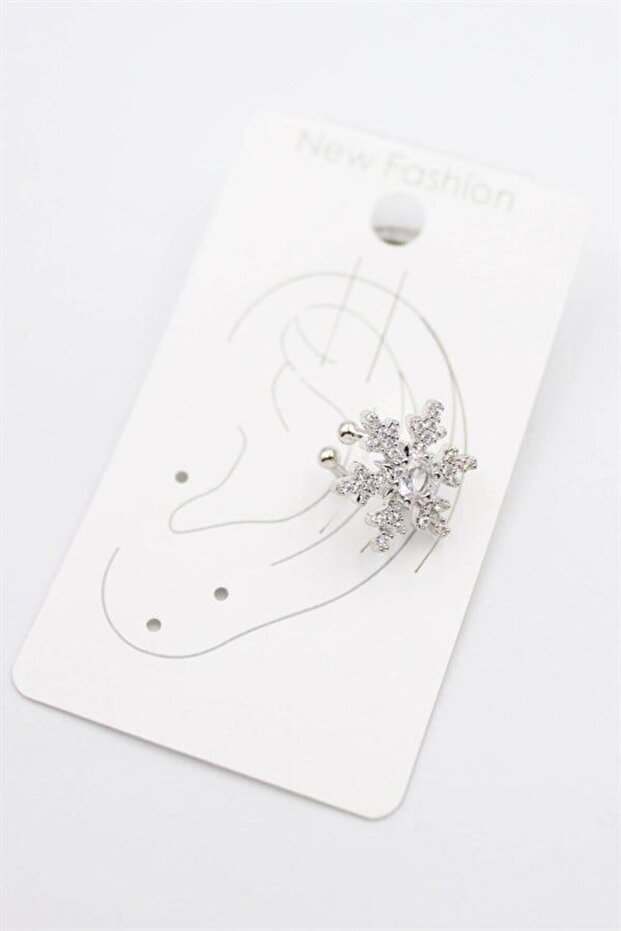 Stoned Cartilage Earrings - Silver