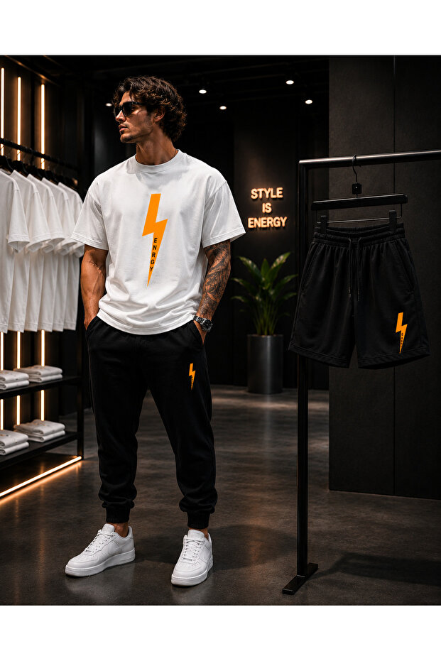 Energy Printed T-Shirt Shorts Tracksuit Set Premium