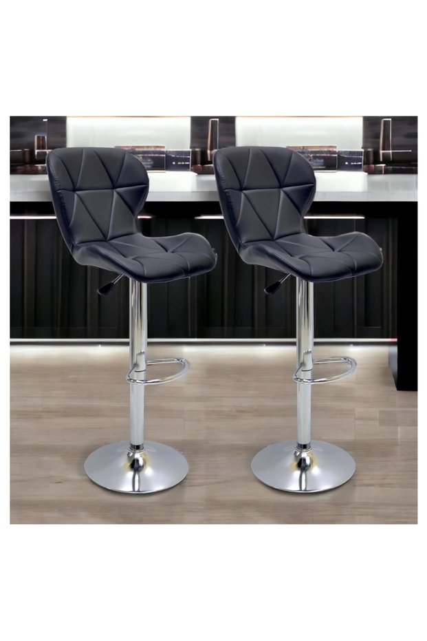 Home High Bar Chair Counter Stool Leather 360° Roating Armless Backrest Stainless Steel Legs Footrest Restaurant Pub Living Furniture