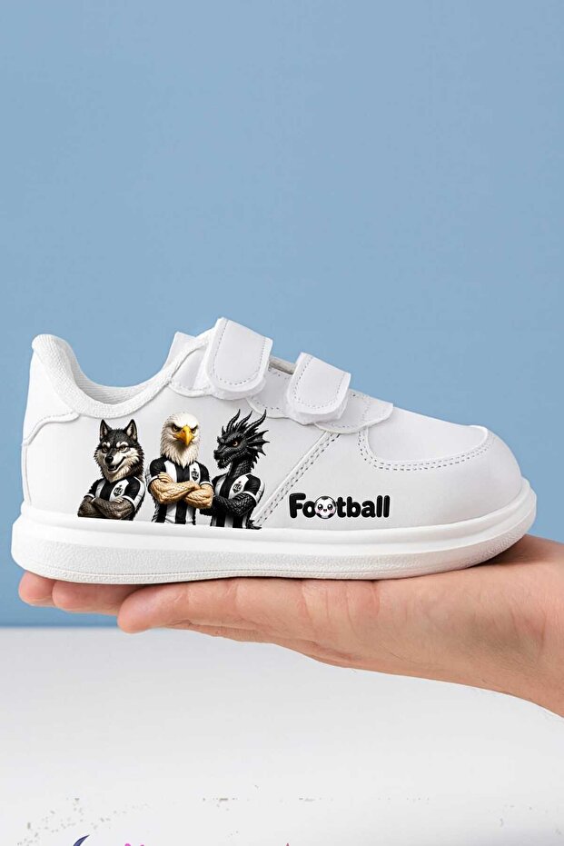 Athletic Animals Black Gray White Printed Children's Sports Shoes Sneaker