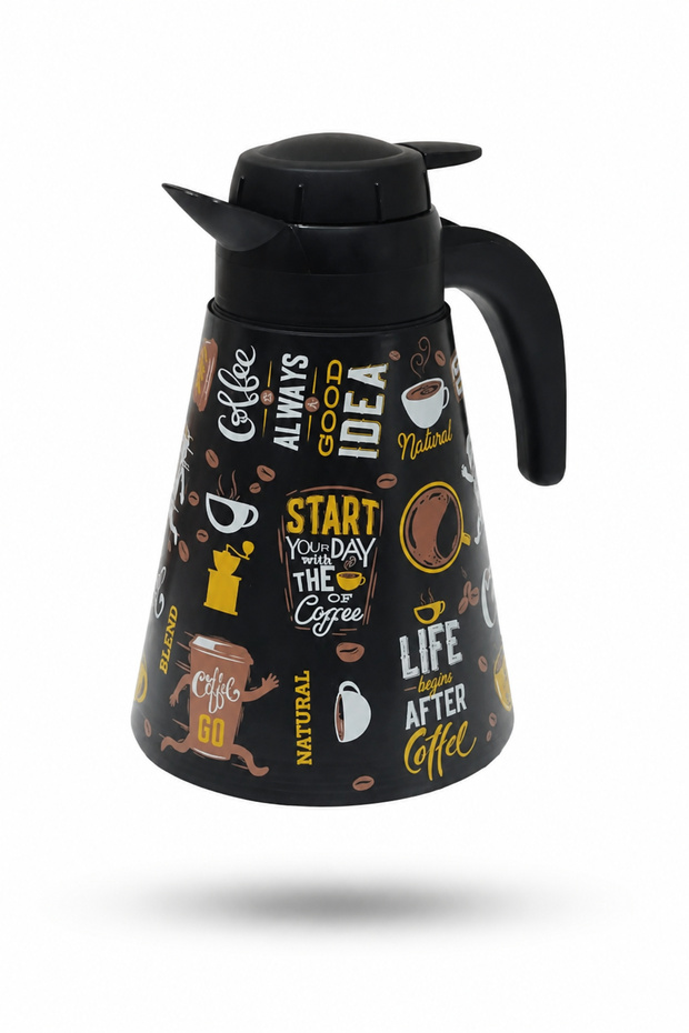 إبريق ترمس منقوش سعة 1.2 لتر للقهوة والشاي، مناسب للمشروبات الساخنة والباردة