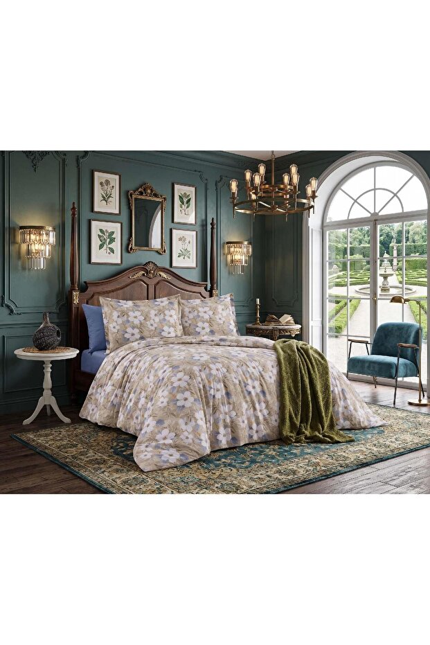 Natural Cotton Double Duvet Cover Set - 52 Thread Woven Angel Series