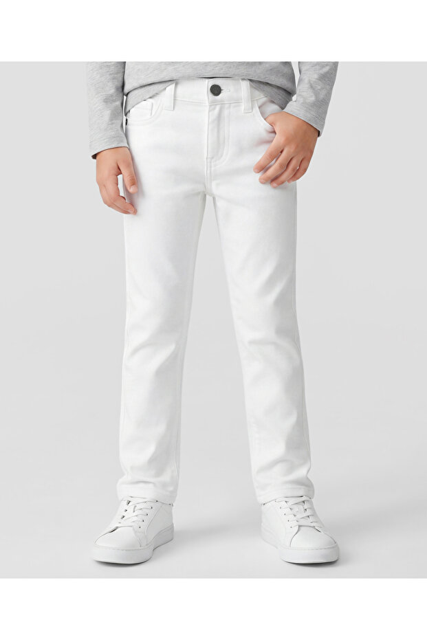 Denim Woven Full Length Washed Jeans - White