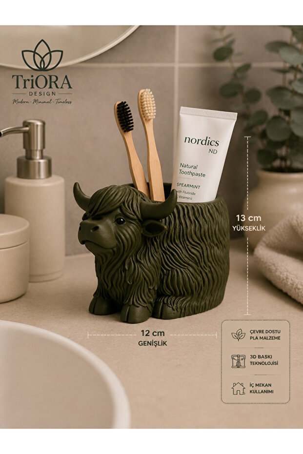 Cute Ox Pen Holder – 3D Printed Decorative Desk Organizer 12cm Height X 13cm Width