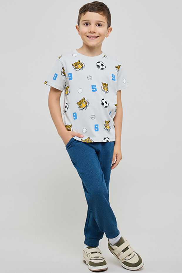 Printed T-Shirt with Crew Neck and Short Sleeves