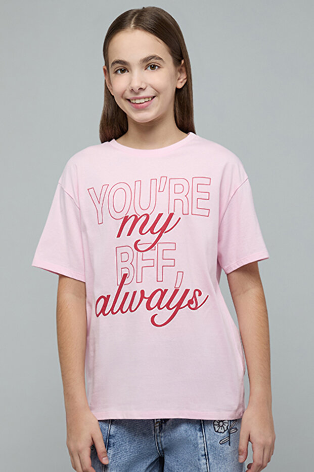Typography Print T-Shirt with Crew Neck and Short Sleeves