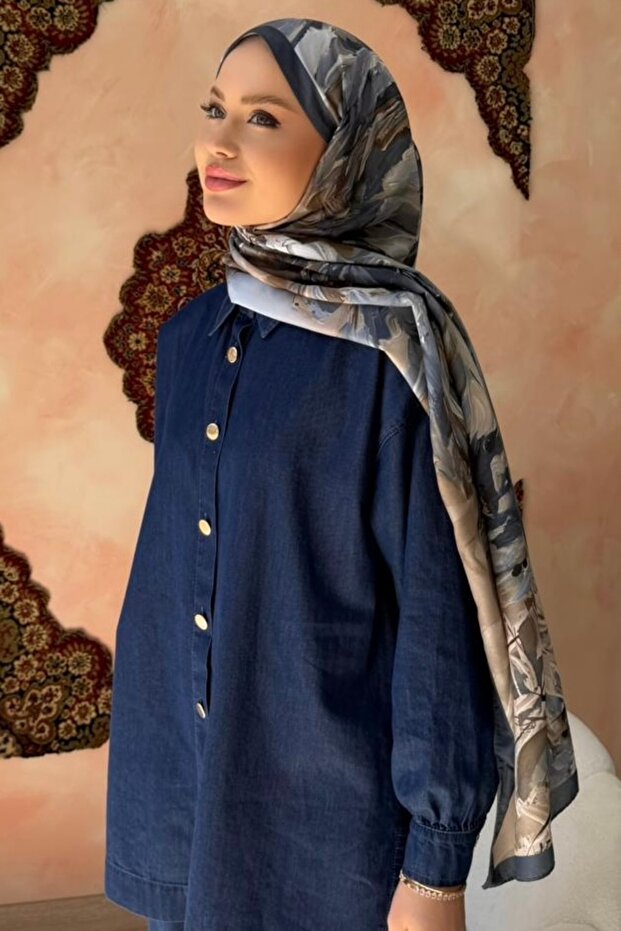 Anthracite Patterned Soft Shawl