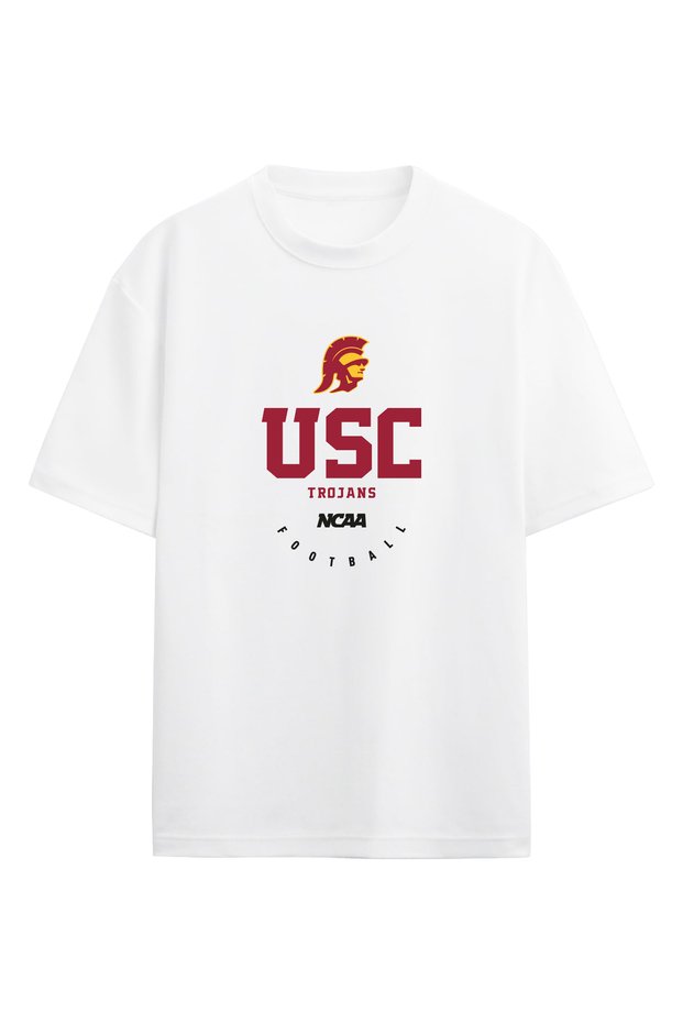 Usc Trojans Ncaa College American Football White Oversize T-Shirt