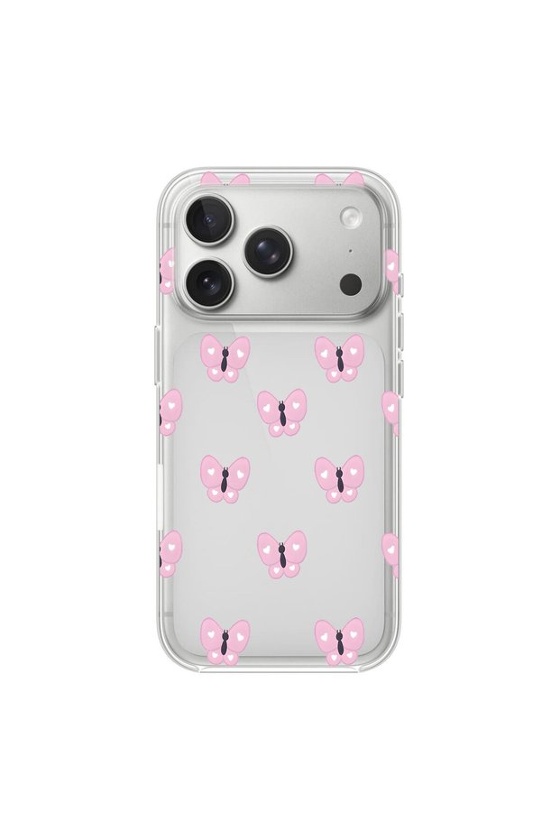 iPhone 17 Pro Compatible Butterfly 2 Design Transparent Case