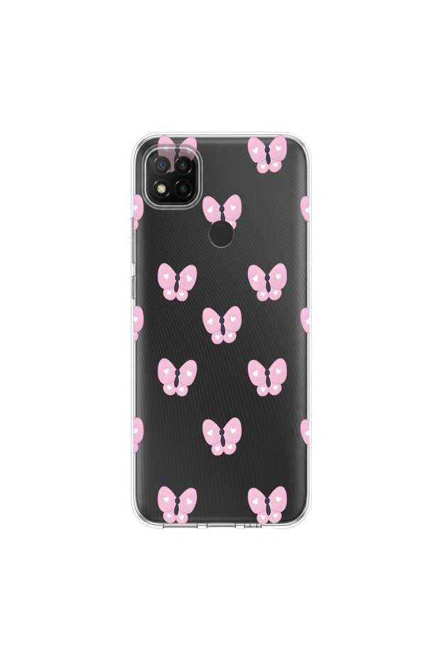 Redmi 9C Compatible Butterfly 2 Design Transparent Case