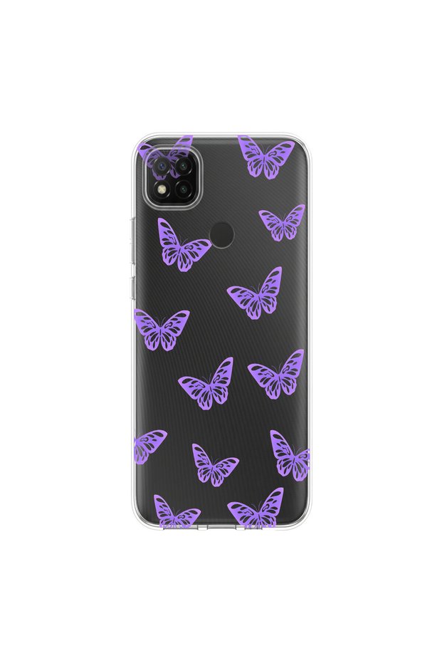 Redmi 9C Compatible Butterfly 5 Design Transparent Case