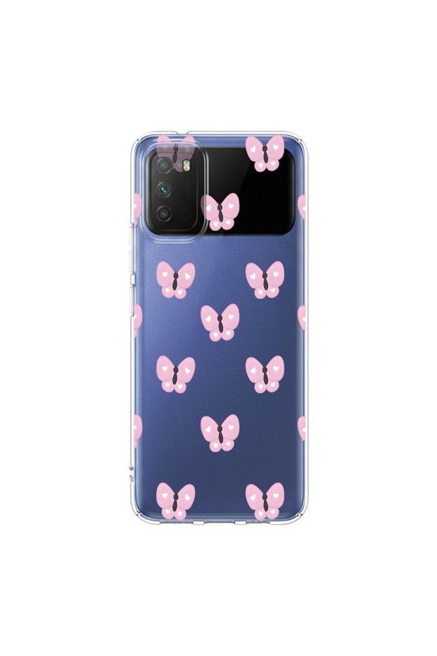 Poco M3 Compatible Butterfly 2 Design Transparent Case