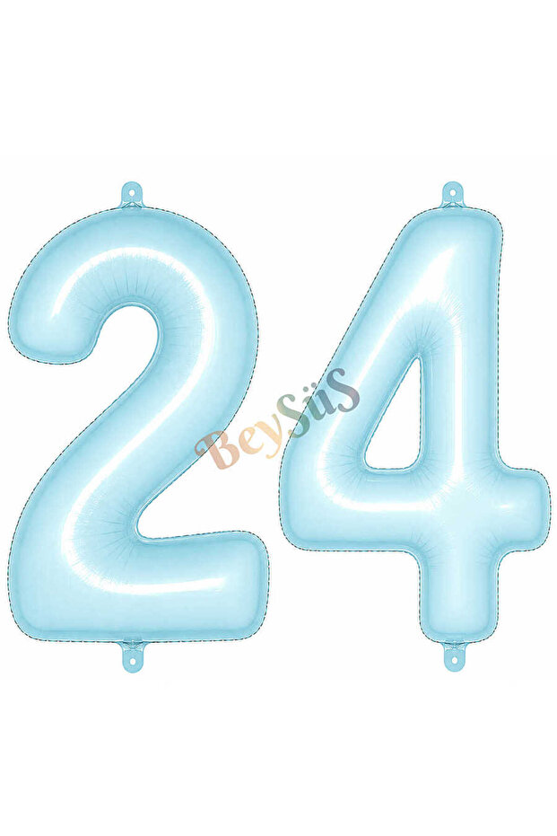 24 Number Foil Balloons Blue Color (76 cm)