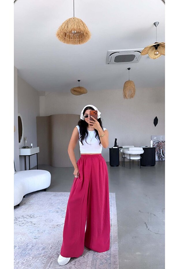 Fuchsia Ultra Wide Leg Tensel Pants