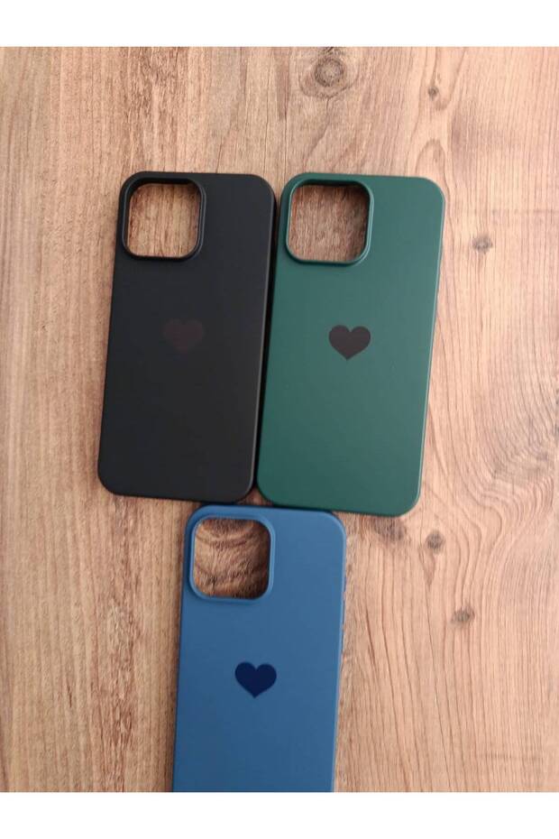 iPhone 14 Pro Max Heart Printed Velvet Inside Silicone Phone Case (3 Pieces)