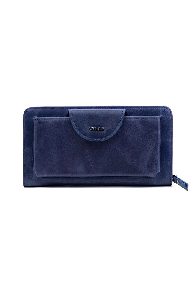 2737 Genuine Leather Wallet with Phone Compartment, Zipper, Multiple Compartments, Card Holder, Daily Use B