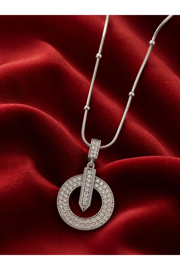 Nova Circle Geometric Steel Necklace (Silver Color)