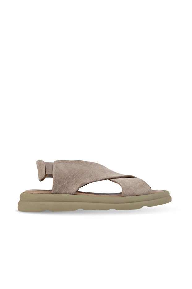 Gray Suede Women's Flat Sandals