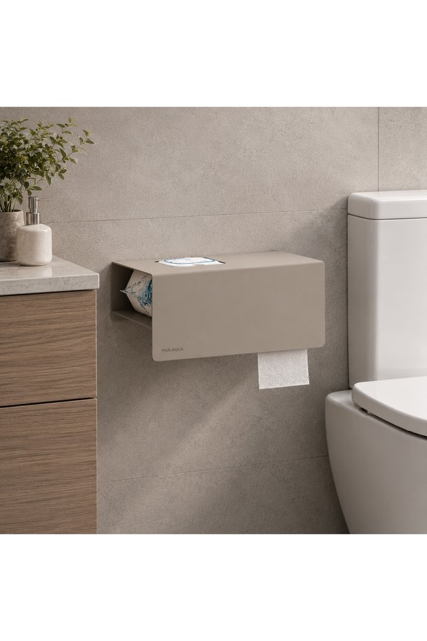 Toilet Paper Holder - Wet Wipes Wc Paper Stand - Self-Adhesive (Mink)