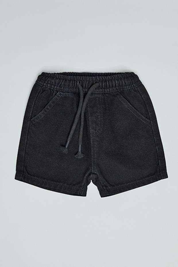 Washed Denim Shorts with Drawstring Waist
