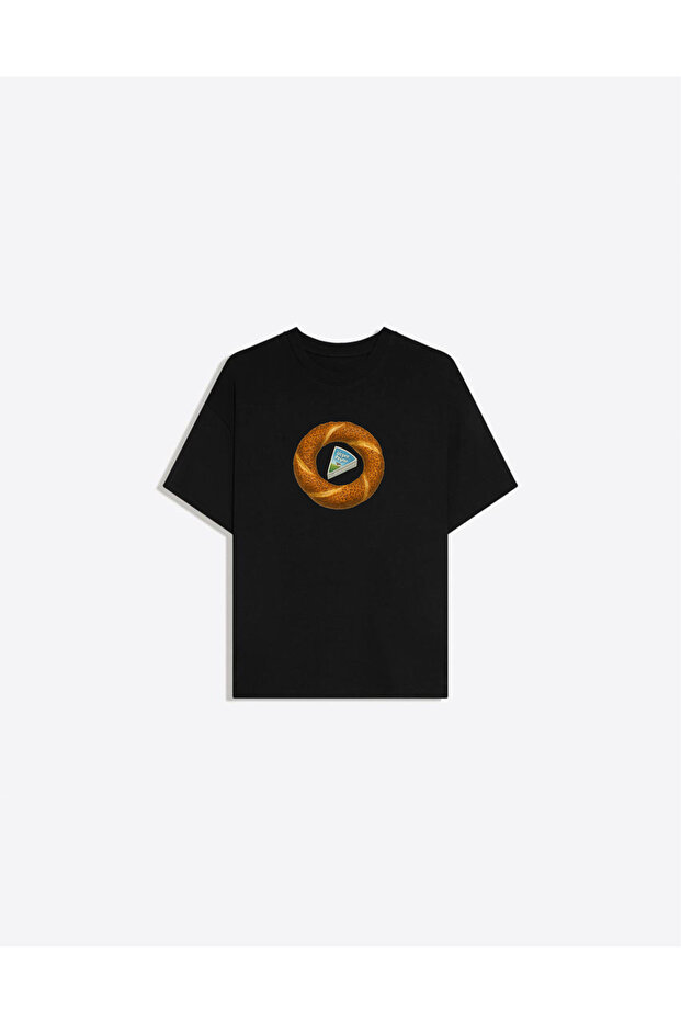 Simit Printed Crew Neck Oversize Trendy Women's T-Shirt