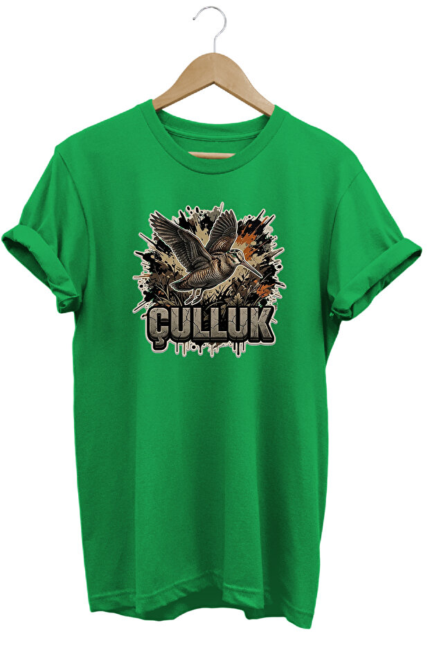 Çulluk Graphic Printed Crew Neck Cotton Hunter Nature T-Shirt