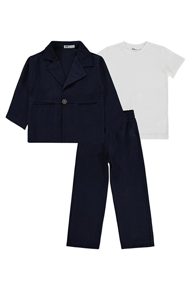 Double Pocket 3-Piece Set for 6-9 Years Old - Navy Blue