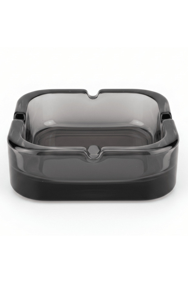 Diamond Tinted Black Glass Ashtray – 12 cm