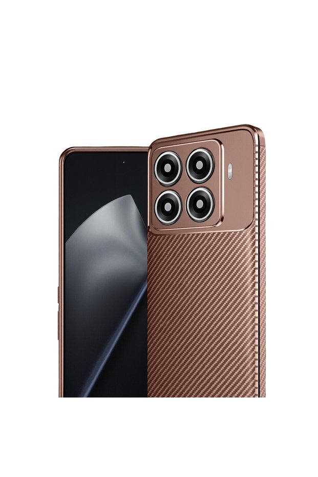 غطاء كربوني متوافق مع هاتف Xiaomi Mi 15T Pro مع خاصية التركيز التلقائي - بني