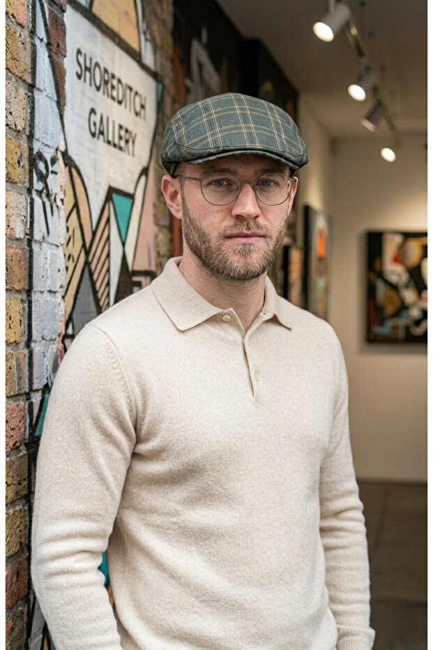 100% Linen Summer Men's Cap London Model - Handmade, Lined, Elastic, Anti-Sweat Fabric Standard